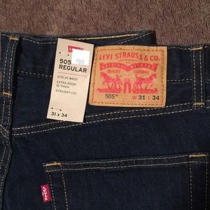 31x34 Levi’s 505 blue jeans. Dark Wash. NEW!